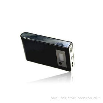 16800MAH Black Aluminum Travel Dual USB Power Bank With LED